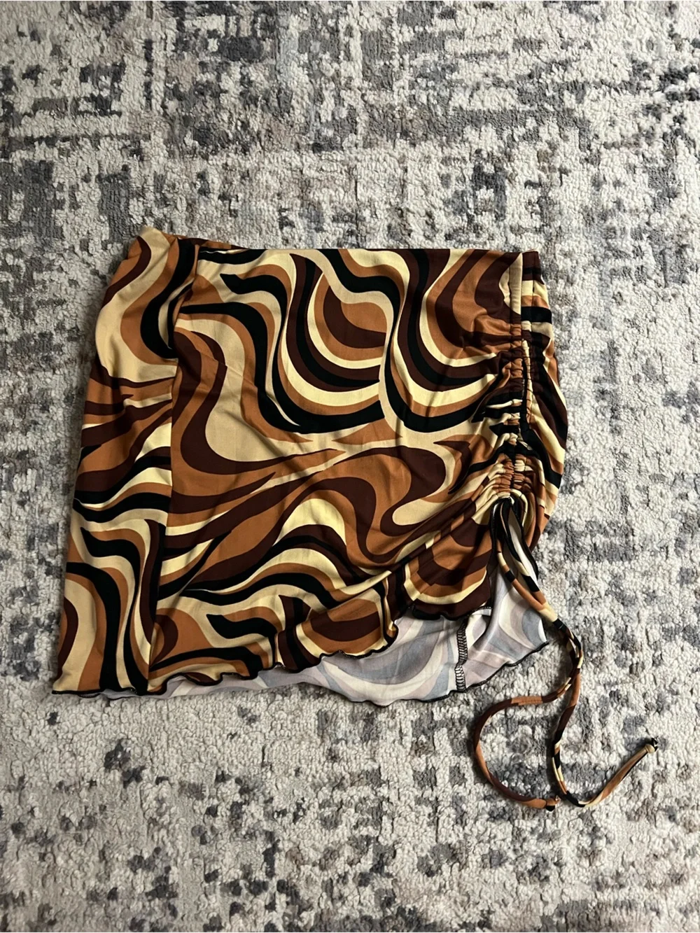 Altar'd State Swirl Print‎ Mini Skirt in Brown, Cream & Black
